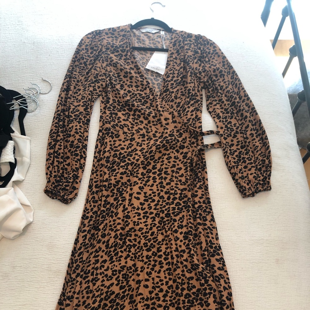 And Other Stories Cheetah Wrap Midi Dress size 6